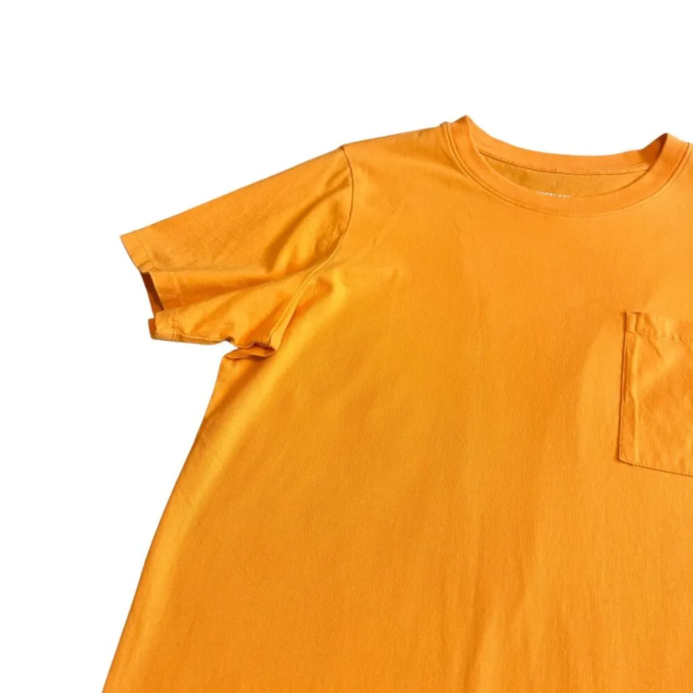 Everlane 100% Organic Cotton T-Shirt Dress Bright Orange Stretch Size Large - Image 2