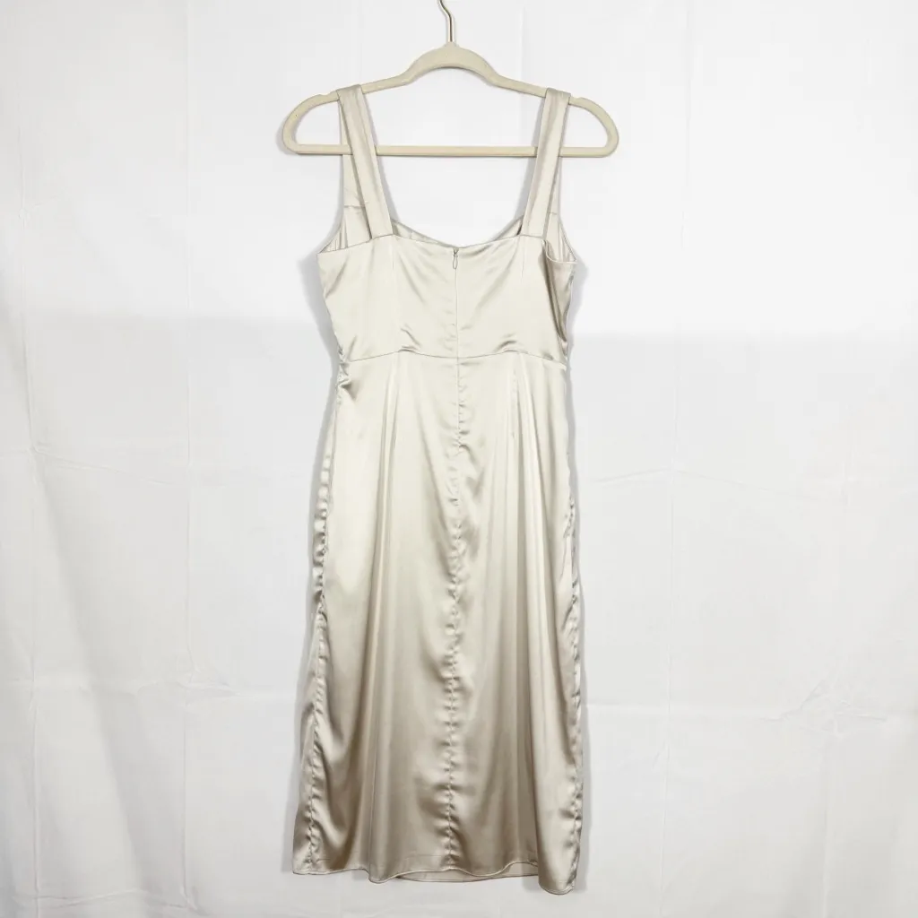 Aritzia x Babaton 90’s Satin Square Neck Slit Midi Dress Pearl - Image 4