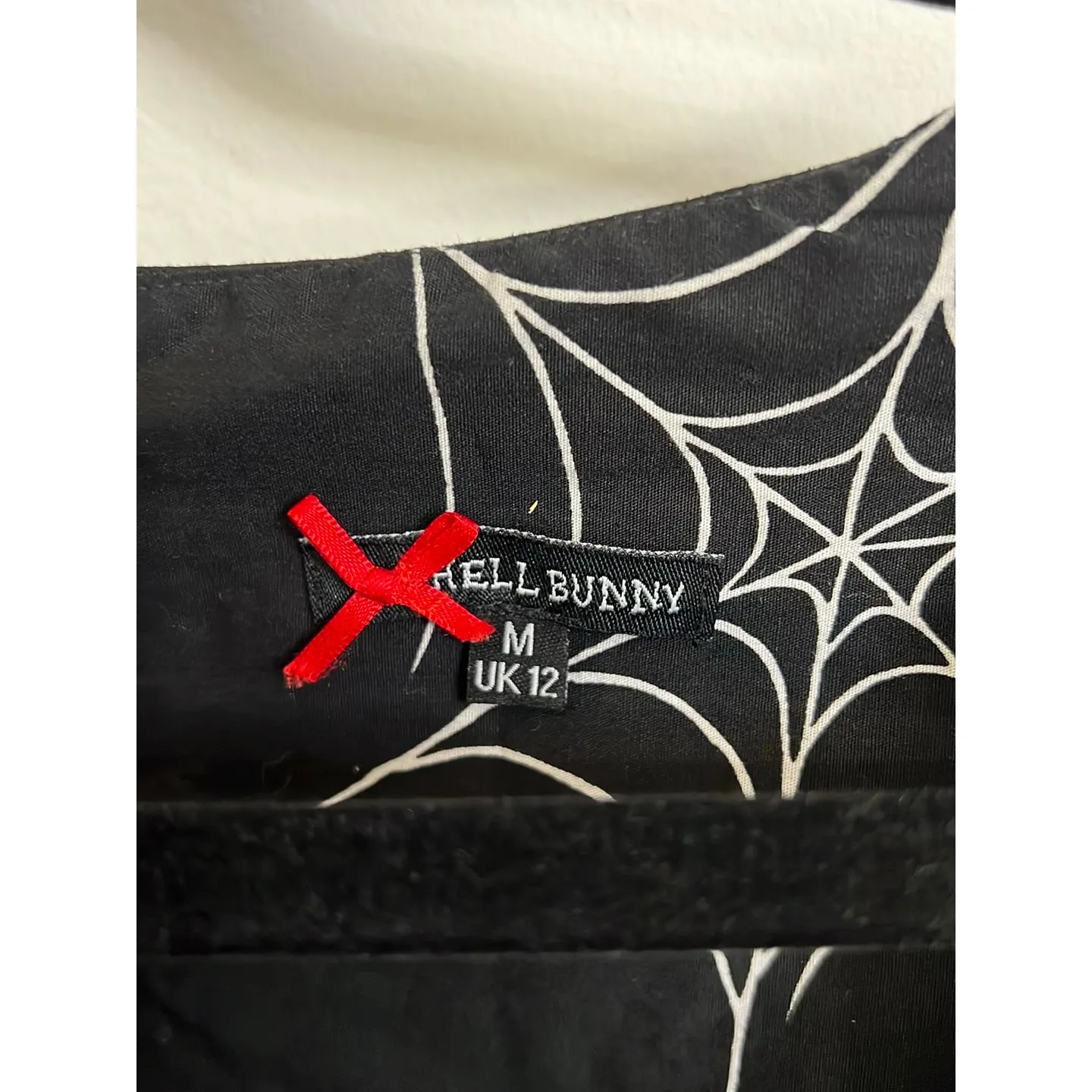 Hell Bunny Dress Womens Medium Black Sabrina 50's A-Line Spiderweb Rose Cotton - Image 4