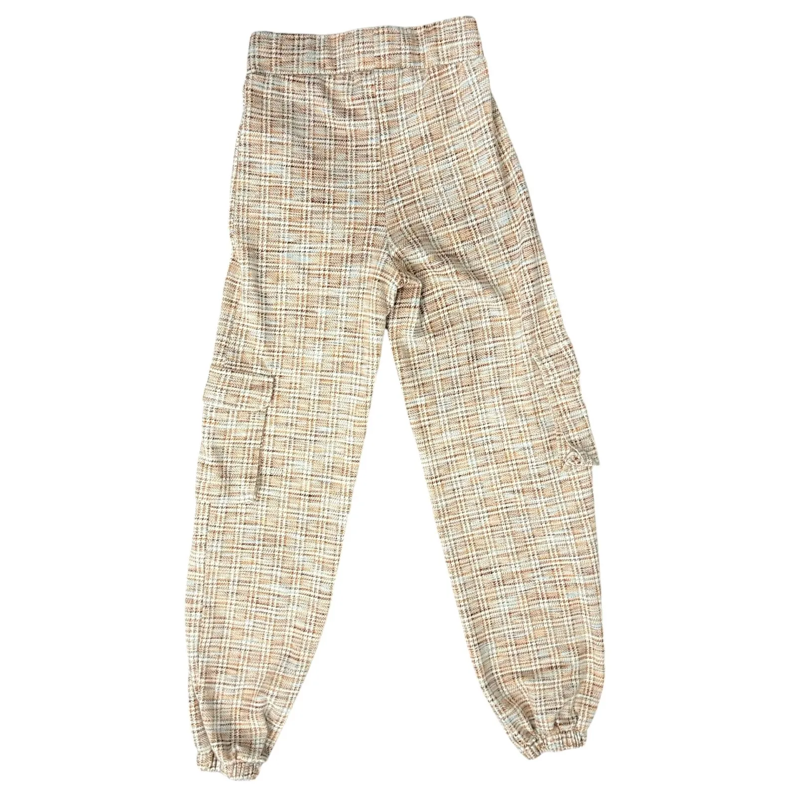 Urban Outfitters Beige Red Plaid Slim Fit Elastic Ankle Janey Cargo Pants sz XS - Image 3