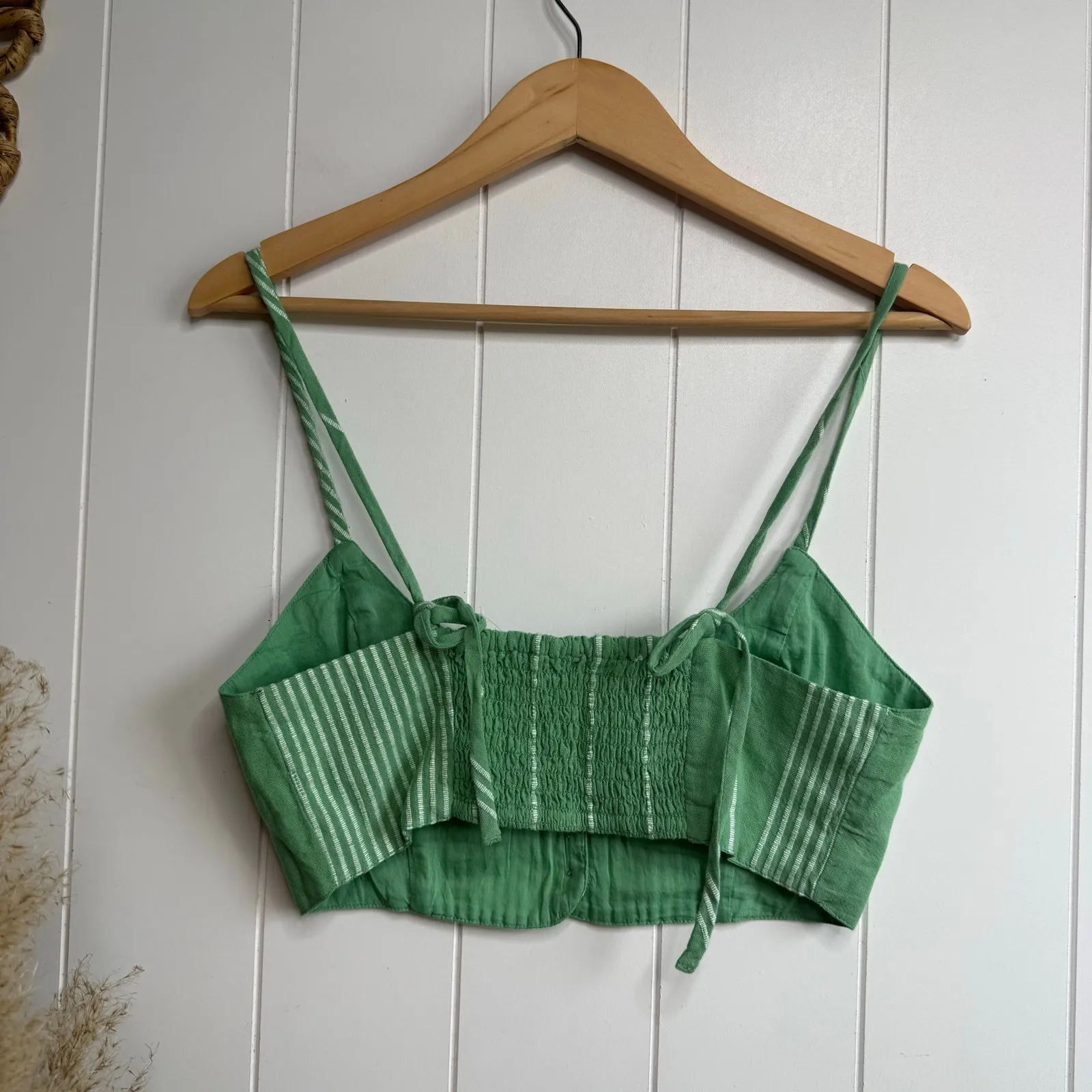 Free People set co-ord matching set pants and crop top cotton striped Large - Image 4