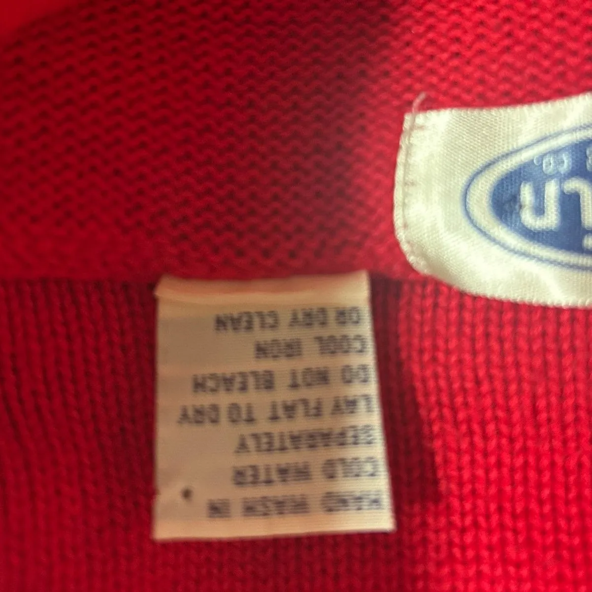 VTG Austin Clothing Women Sweater L Cowl Neck Knitted American Flag Patriotic Blue Size L - Image 10