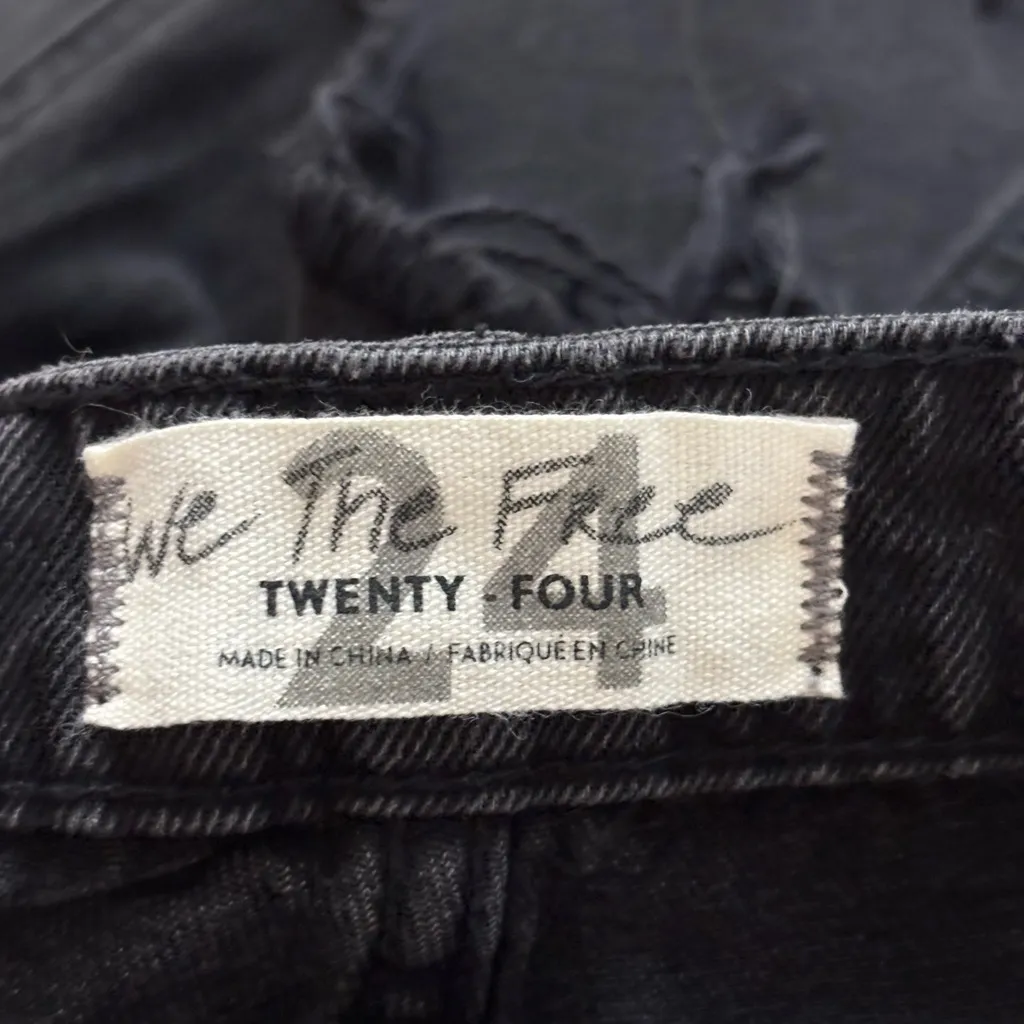 We The Free  Black Distressed Denim Mini Skirt‎ - Image 7