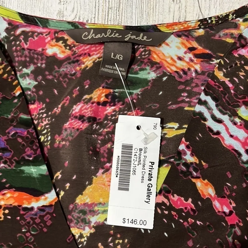 Charlie Jade Silk Dress Size L - Image 6