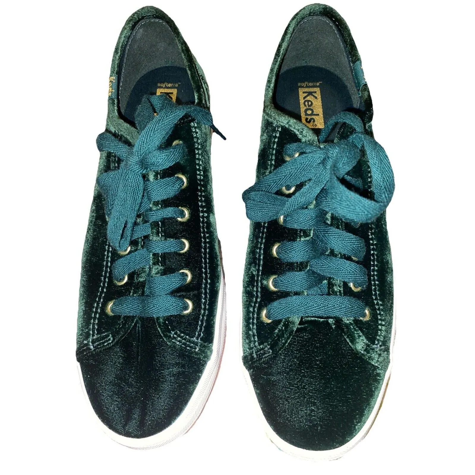 Keds Shoes Dark Green Velvet Womens Triple-Up Velvet Platform Sneakers Sz 8.5 - Image 5