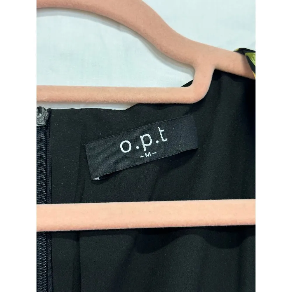 O.p.t. Melanie Lemon Printed Puff Sleeve Slit Midi Dress Black/Yellow Women's M Size M - Image 4