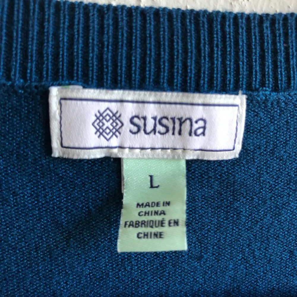 Susina Cardigan Teal Button Front Sweater 3/4 Sleeve Sz L NWT Blue Green Knit Size L - Image 8