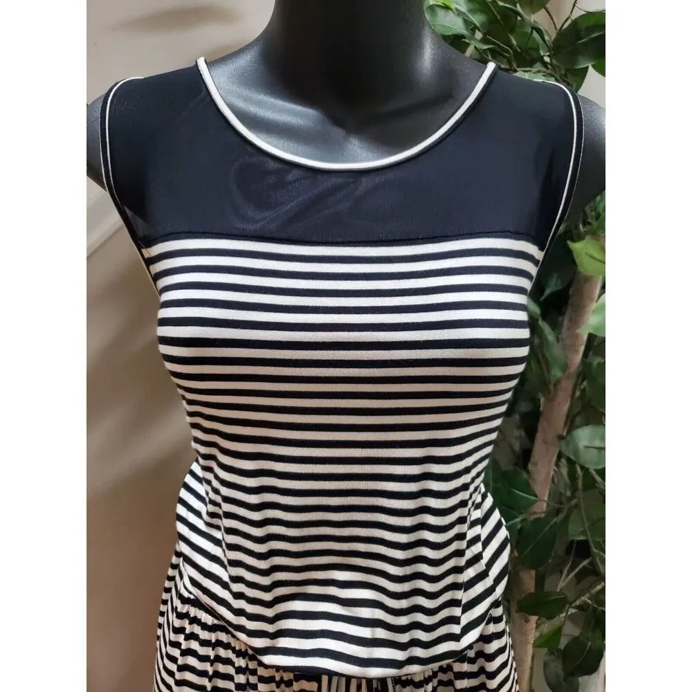 Seven7 Women's Black & White Rayon Round Neck Sleeveless Long Maxi Dress Size L - Image 5