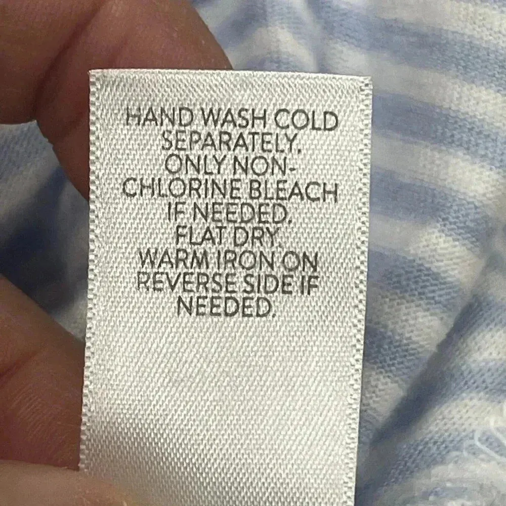 J. Jill Top Shirt Womens Size Large Blue Linen Blend Striped Beachy Nautical - Image 9