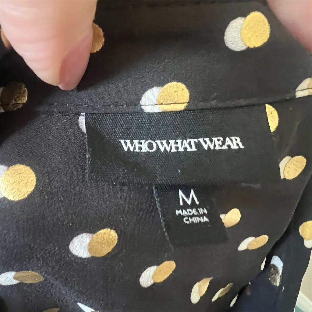 Who What Wear Women's Black/Gold Polka Dot Button Down Blouse Size M - Image 9