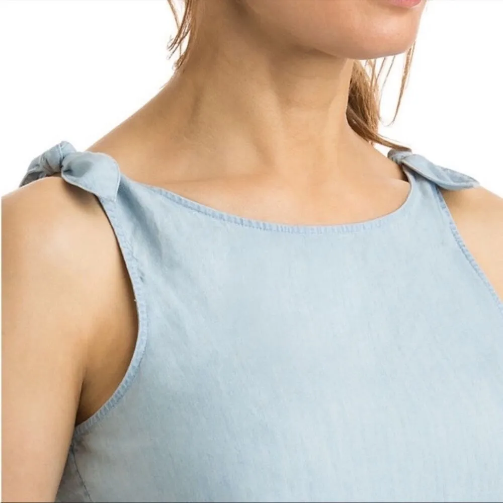 Vineyard Vines Chambray Tie Shoulder Sleeveless Blouse Sz 0 - Image 5