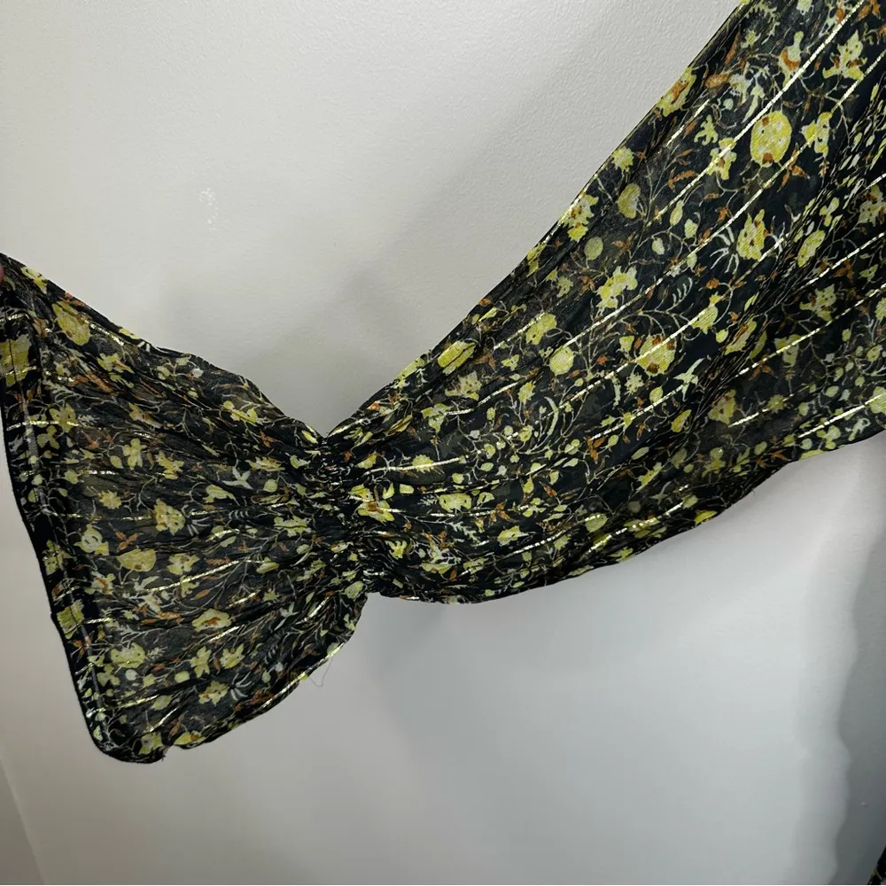 NEW Rococo Sand Hana Kaftan Dress Womens M Floral Printed Flowy Boho Maxi Black Size M - Image 4