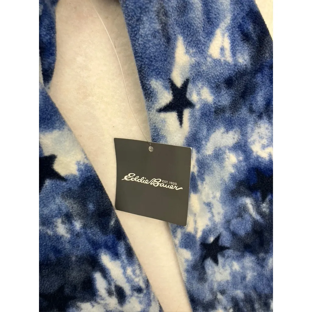 Eddie Bauer Womens Fleece Pullover Top Blue Star Print Quarter Zip Size S New - Image 3
