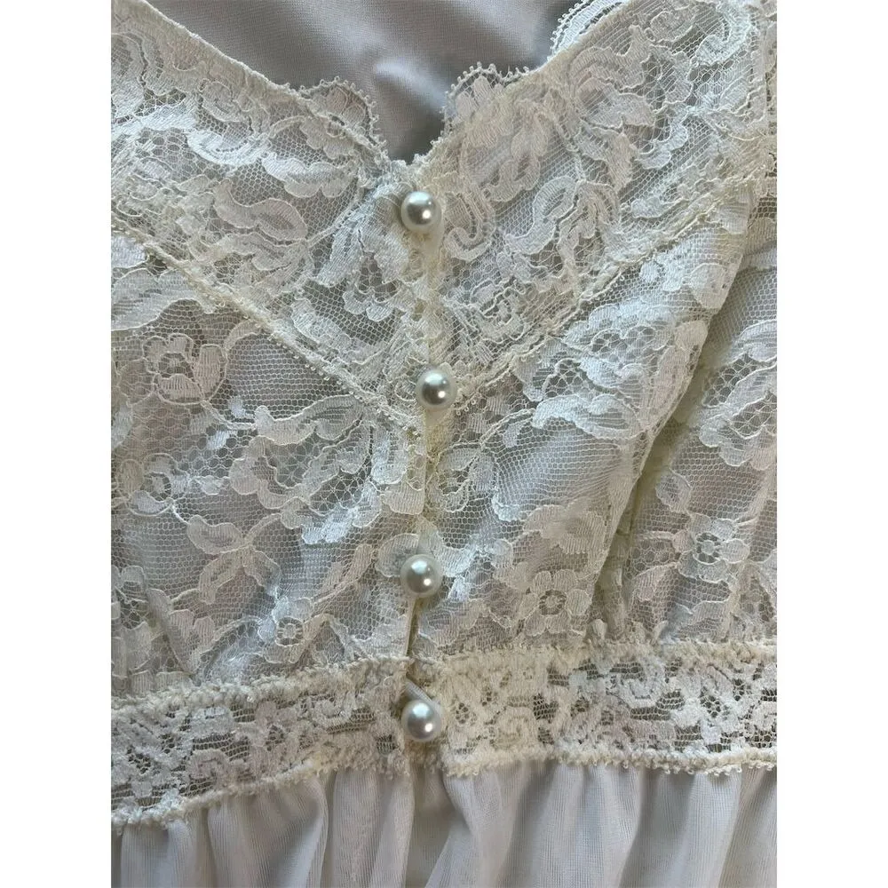 Olga Ivory Lace Nightgown Peignoir Set Size 34M Chemise Vintage, Lace, Wedding Size M - Image 5