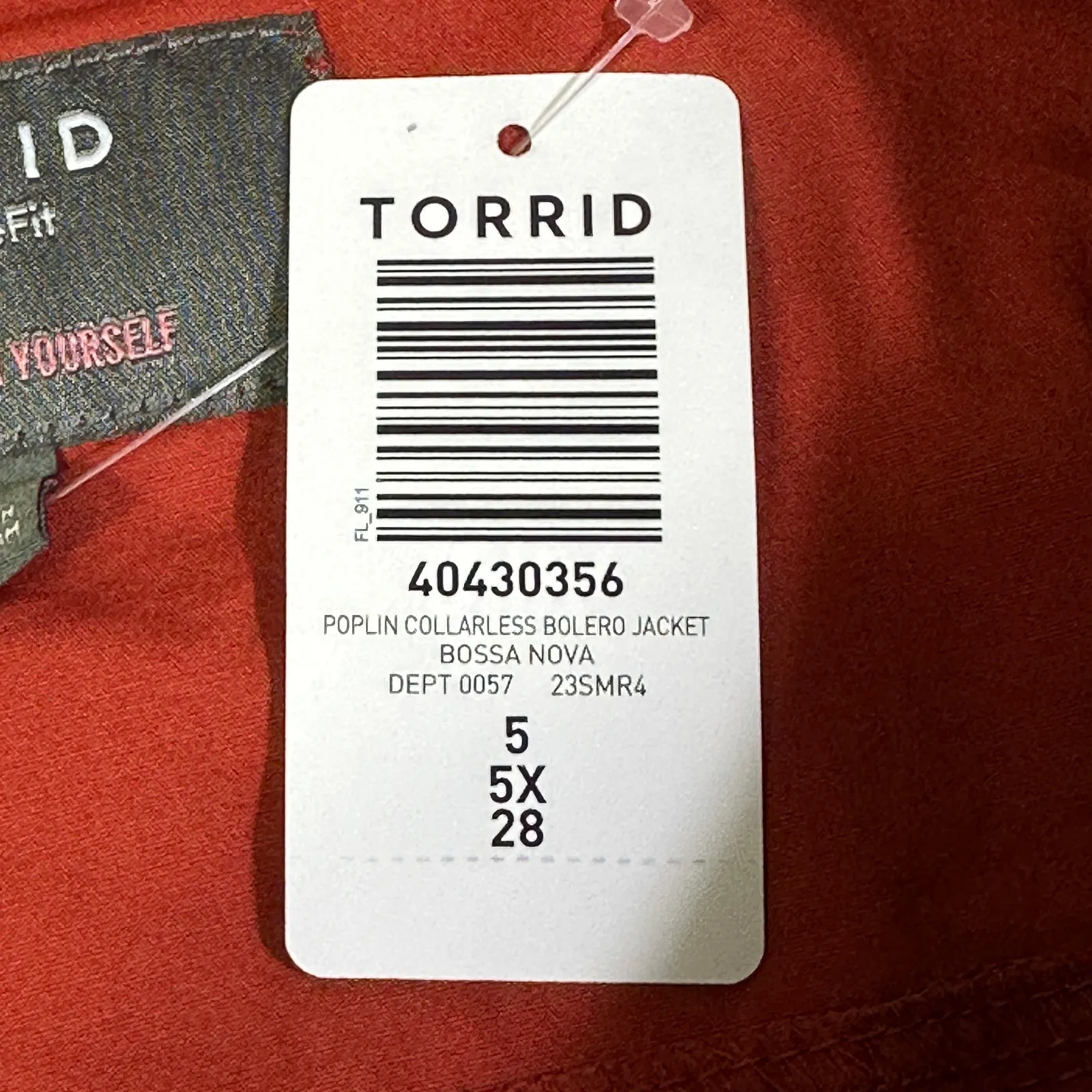 NWT Torrid Poplin Collarless Bolero Jacket Women's 5X Red Cotton Button Front - Image 6