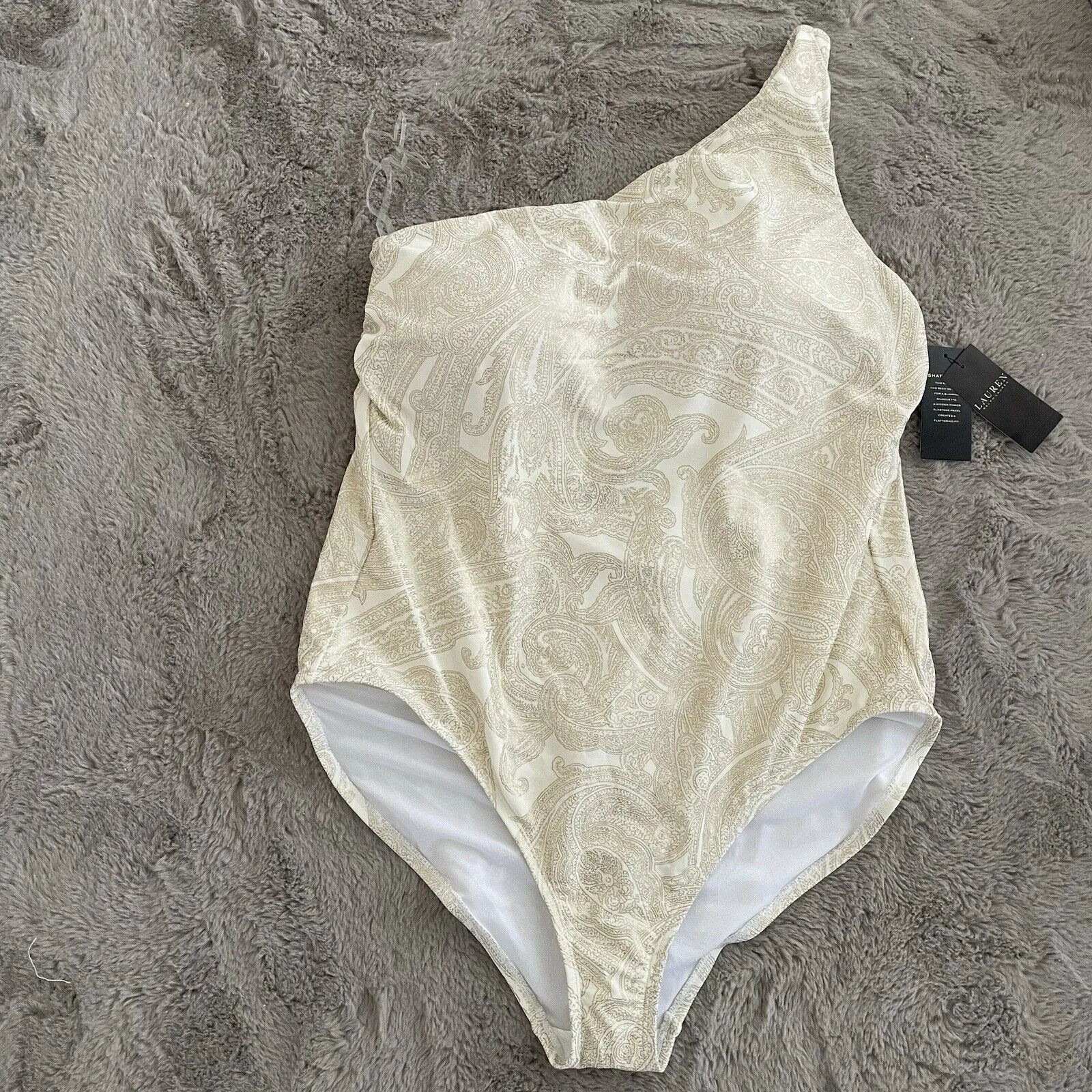 NWT Lauren Ralph Lauren Women Plus Size 20W Luxury Paisley One Shoulder Swimsuit - Image 9