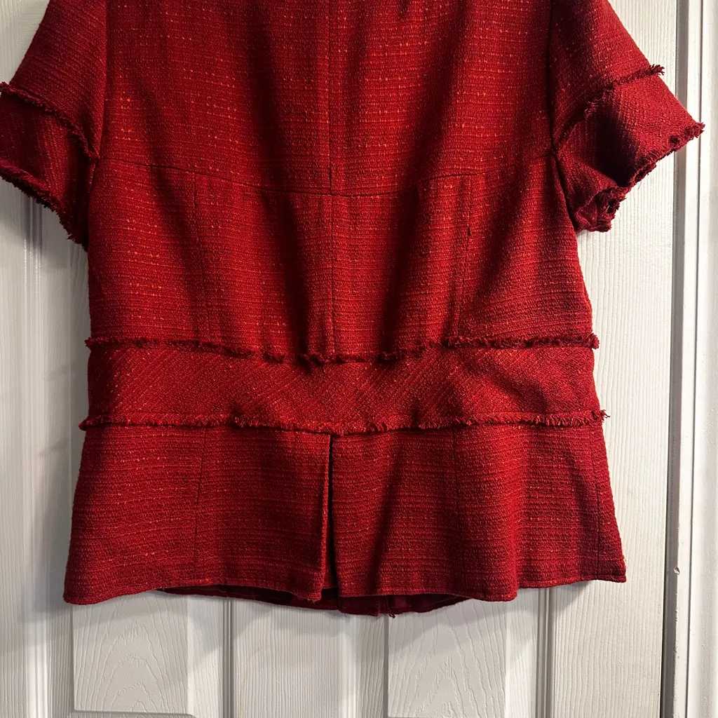 Moschino Red Textured Button-Front Top - Image 5