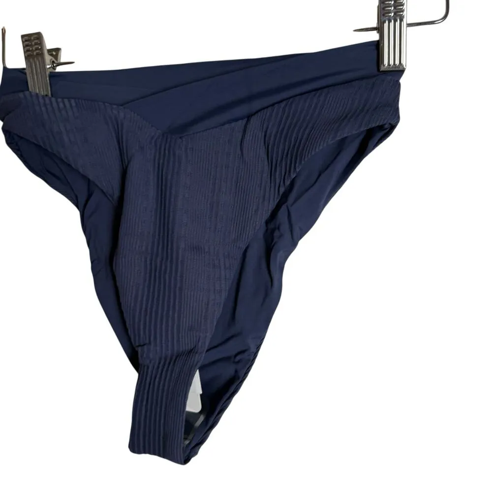 L*Space Court Slate Crossover V Waist Ribbed High Leg Bikini Swim Bottoms XS - Image 6