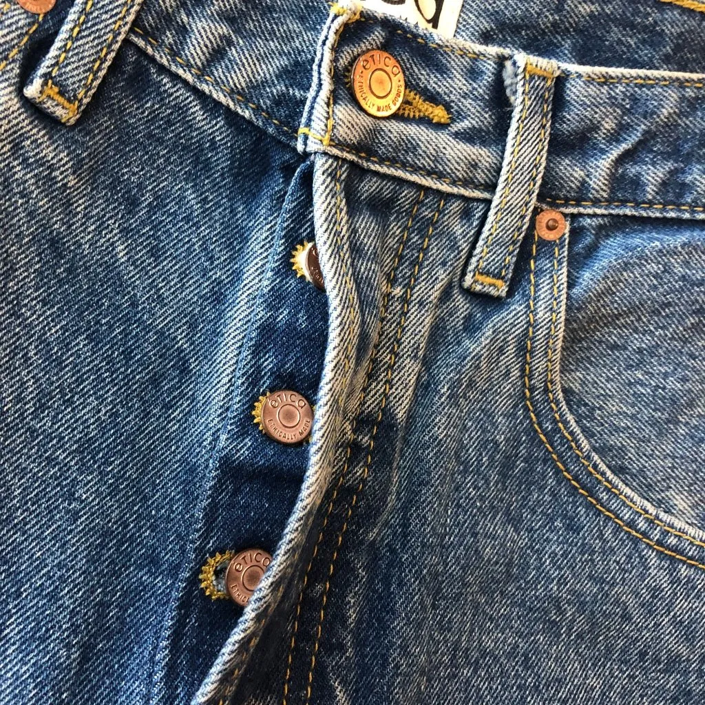 Etica Womens Cassel Ultra High Barrel Jeans Button Fly Rigid Bluestone Wash 27 Blue - Image 3