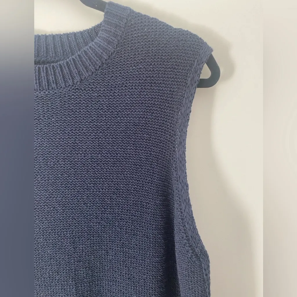 Daily Ritual Sleeveless Knit Sweater Navy Blue Tunic Top XL Lagenlook Career - Image 5