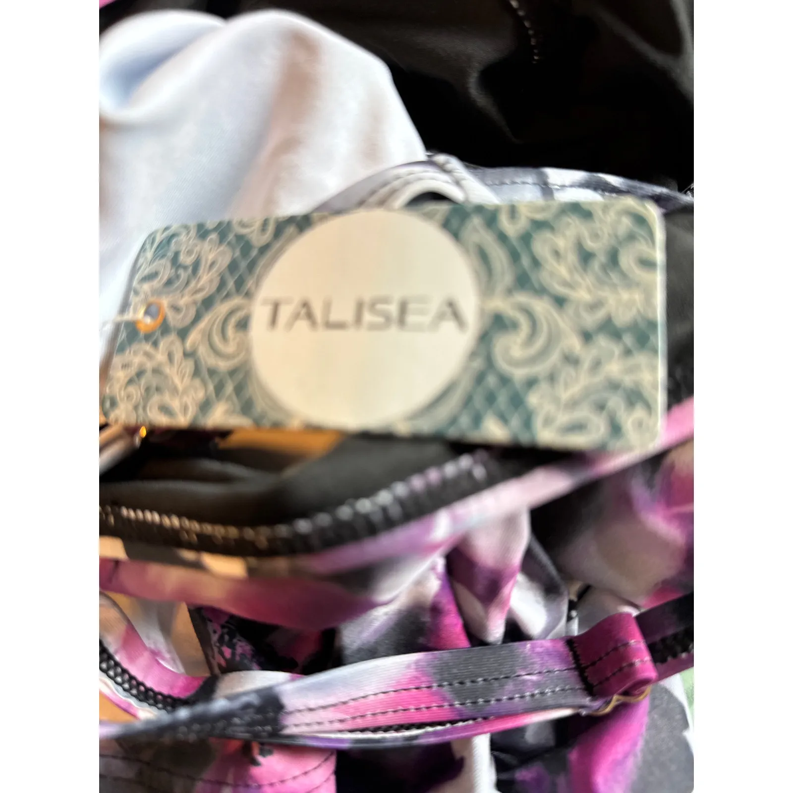 Brand New Talisea Women's Large Pink Black Floral Tankini Top Swimwear - Image 5