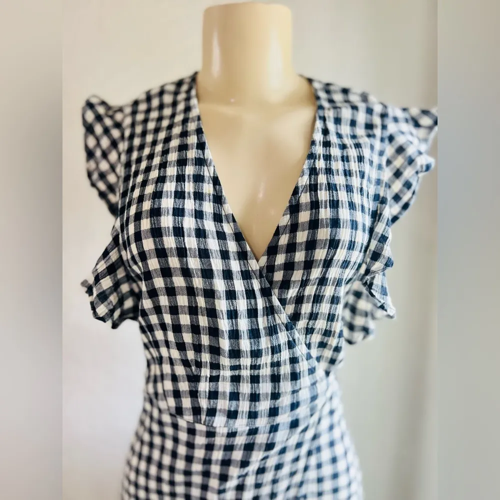 Topshop Gingham Ruffle Detail Wrap Dress size small - Image 4