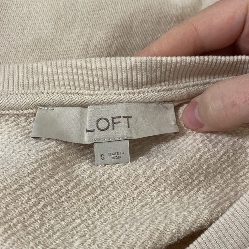 Loft embroidered Saturday + Sunday beige textured French terry sweatshirt size S - Image 9