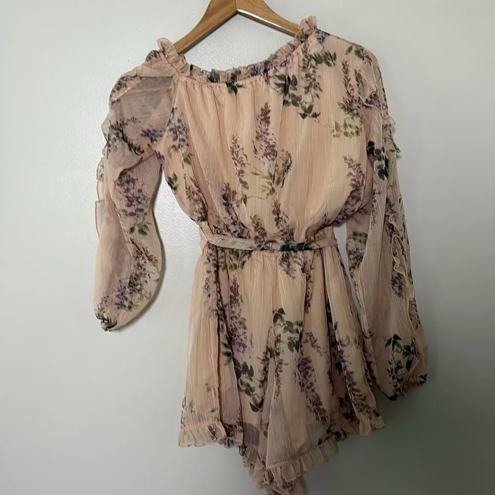 Allison New York One Shoulder Floral Romper ruffle one - Image 4