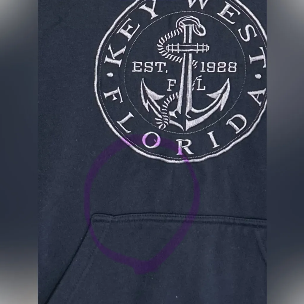 Key West Florida Anchor Hoodie Sweatshirt M Navy Blue Beach Coastal Size M - Image 5