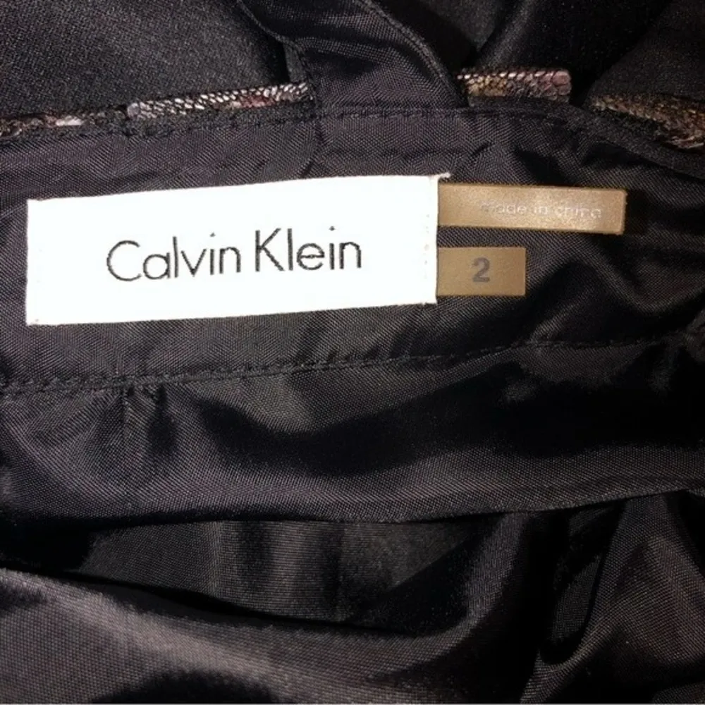 Black Formal Dress Evening Gown Calvin Klein Size 2 Gold Straps Satin - Image 4