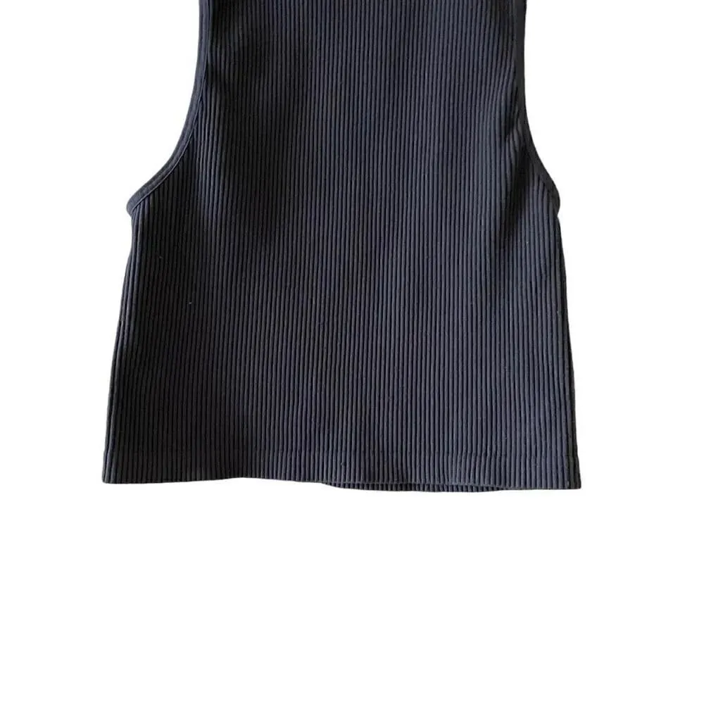 Zara Black Ribbed Knit Mock Neck Sleeveless Women’s Blouse SZ S #1702 - Image 4