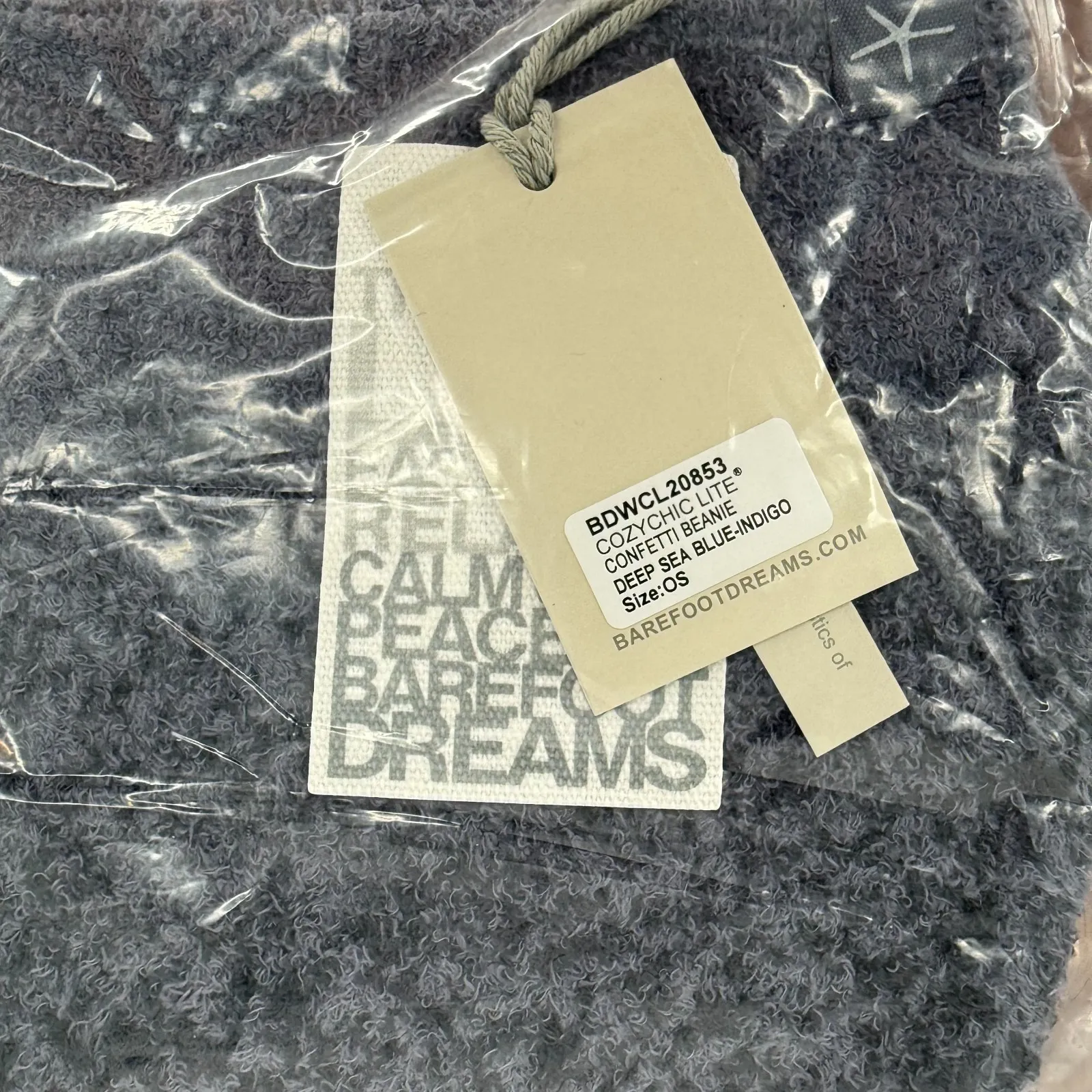 Barefoot Dreams CozyChic Lite Confetti Beanie Hat Womens OS Deep Sea Blue Winter - Image 4