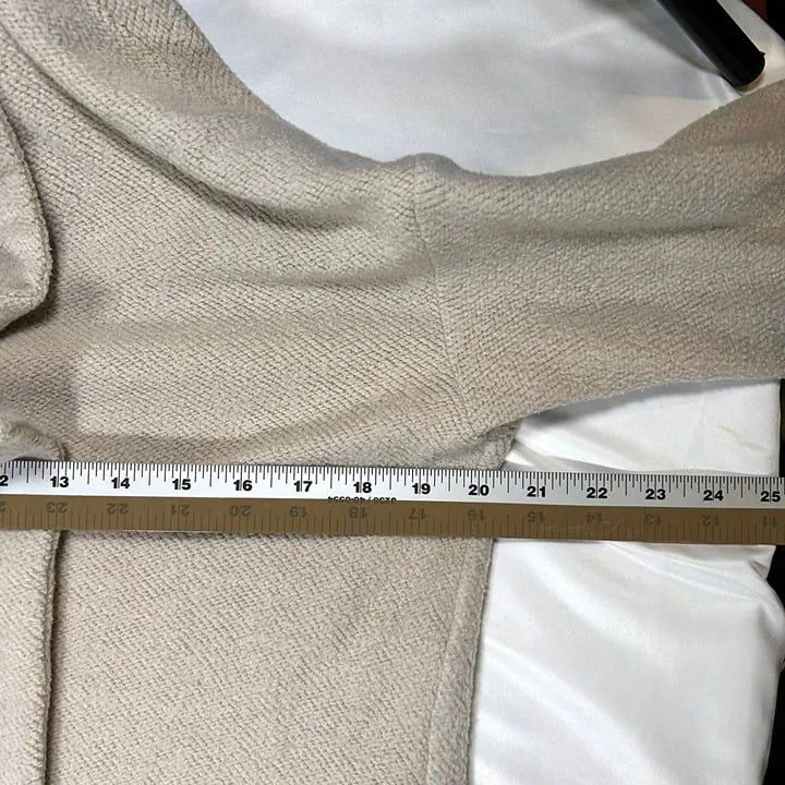 Zara Open‎ Front Fleece Over Coat Faux Fur Cuffs Women's Small Beige - Image 8