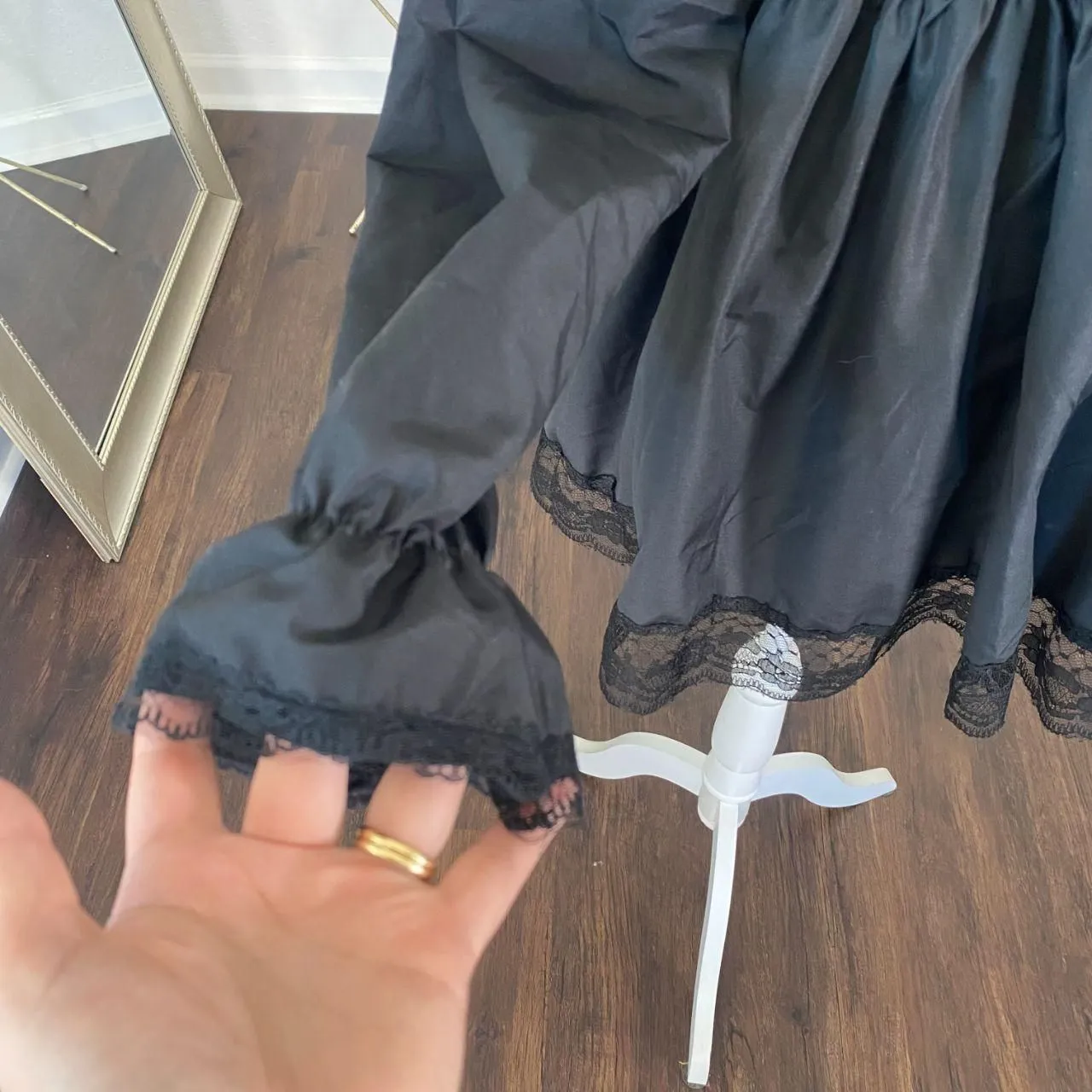 Whimsygoth Witchy Pirate Wench Black Peplum Lace Off The Shoulder Top L Size L - Image 6