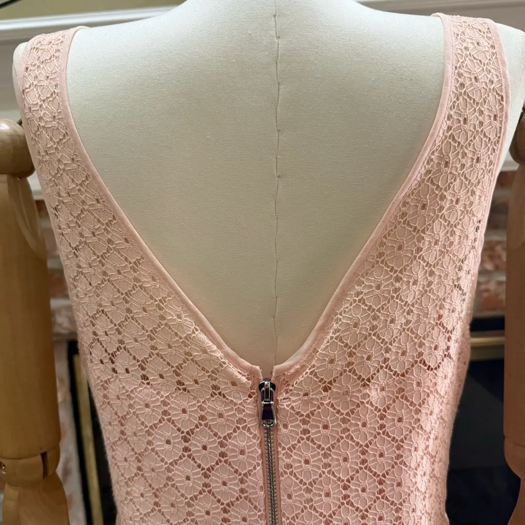 BETSEY JOHNSON peach lined lace dress with peekaboo sheer lace collar & back / 6 - Image 7