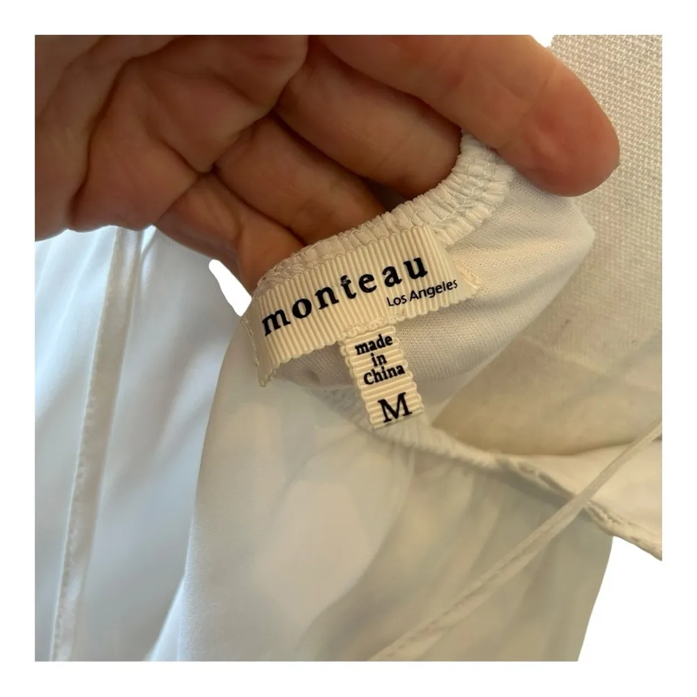 MONTEAU | White Long V-neck Semi-formal Elegant Slip Dress Floor-Length - Image 7