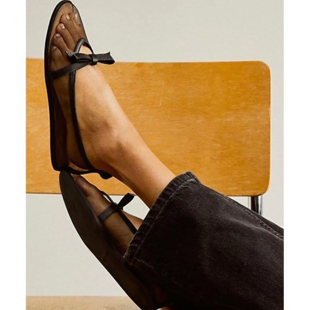 Free People Mesh Mania Bow Flats Black - Image 7