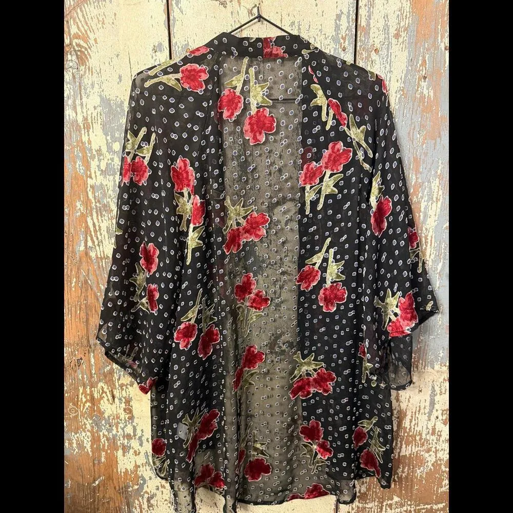 True Craft sheer floral open cardigan, size Medium - Image 3