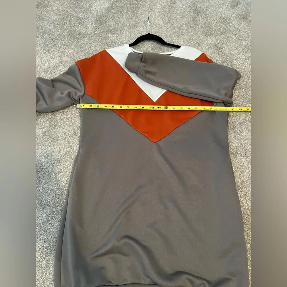 *Colorblock Drop Shoulder Sweatshirt Dress Women's Medium Loose Tunic Pockets - Image 7