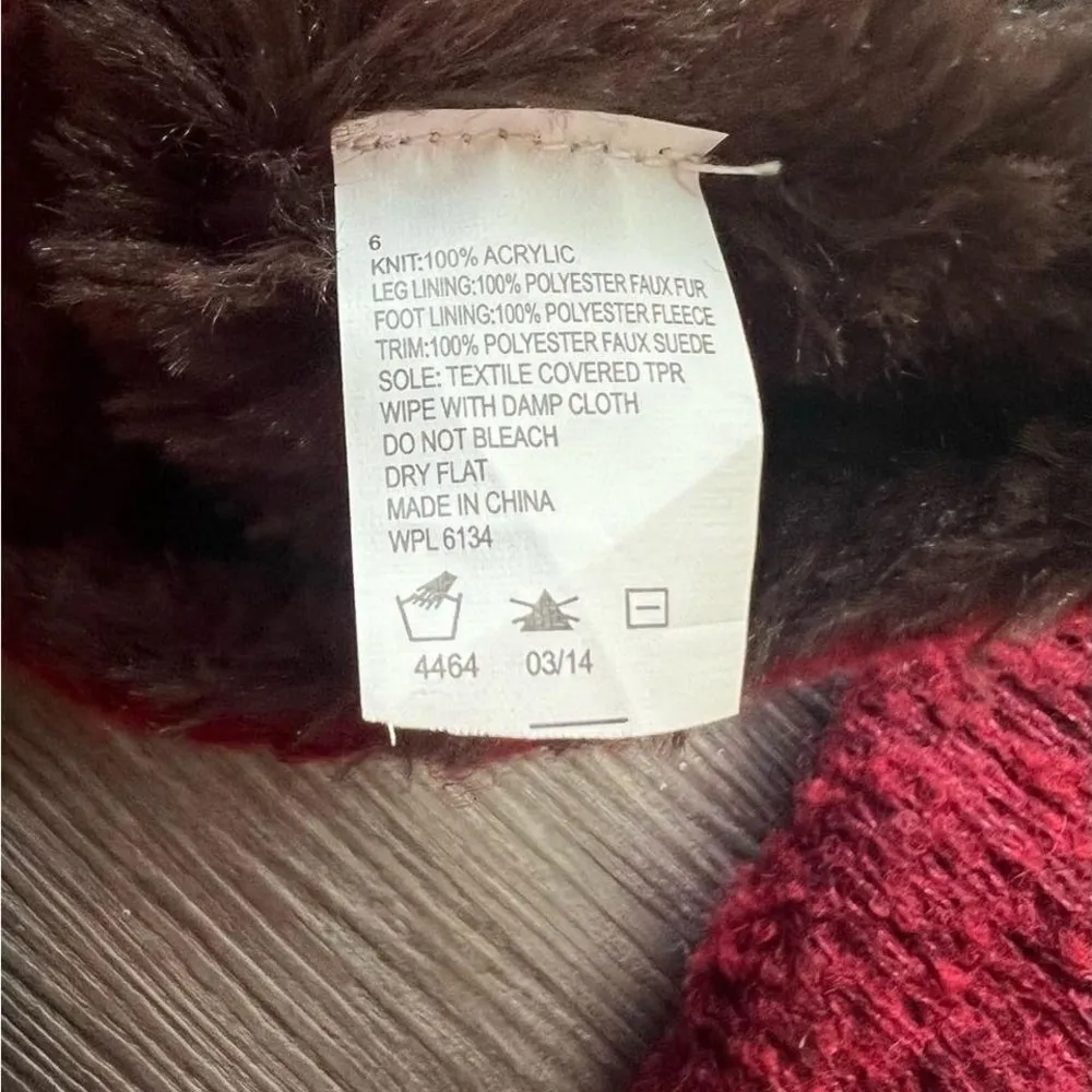 Muk luks Button Up Knit Boots Faux Fur Trim Winter Warm‎ Comfy Size 6 Red - Image 3