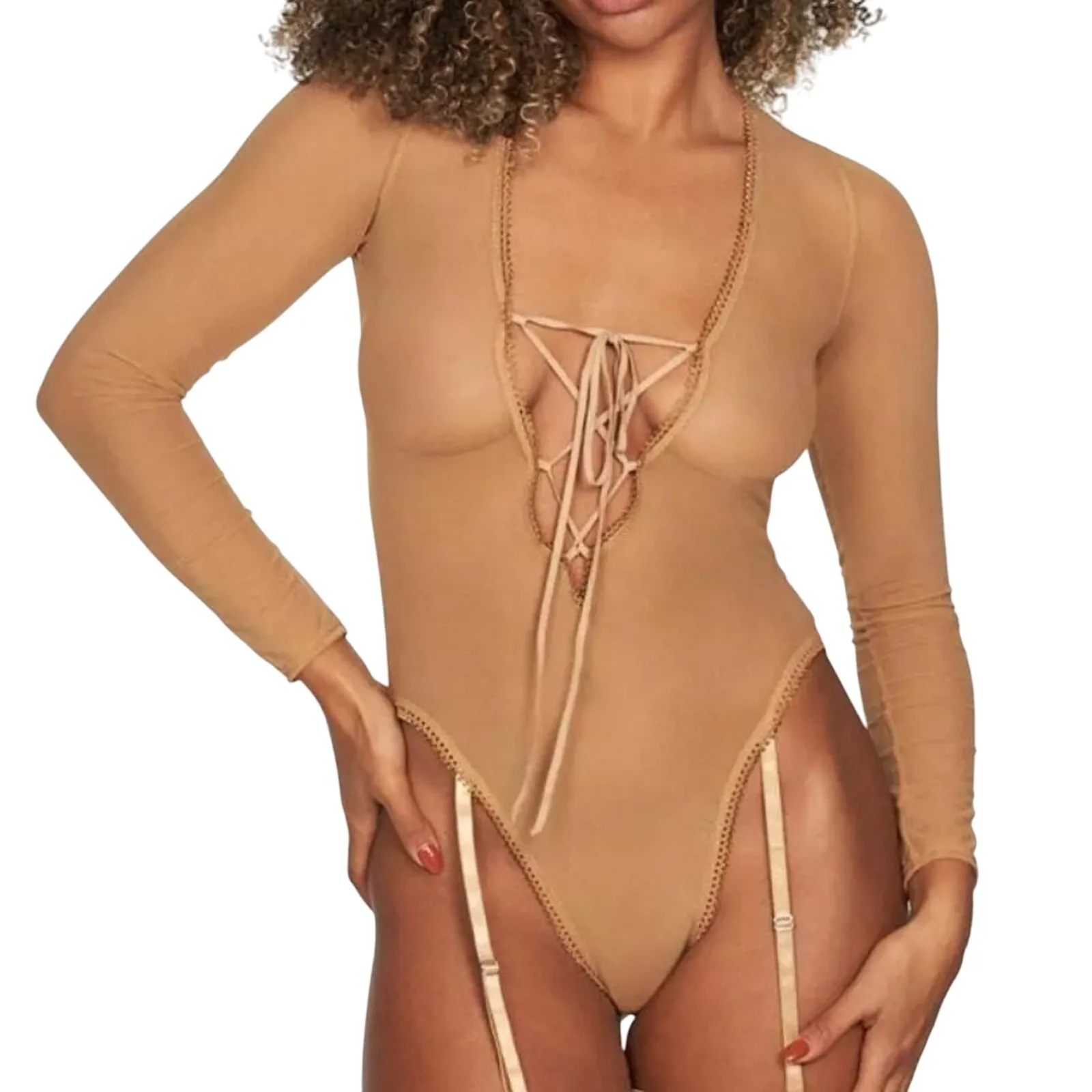 Frederick’s of Hollywood Lora Lee Sheer Mesh Teddy Bodysuit Medium NWT - Image 1