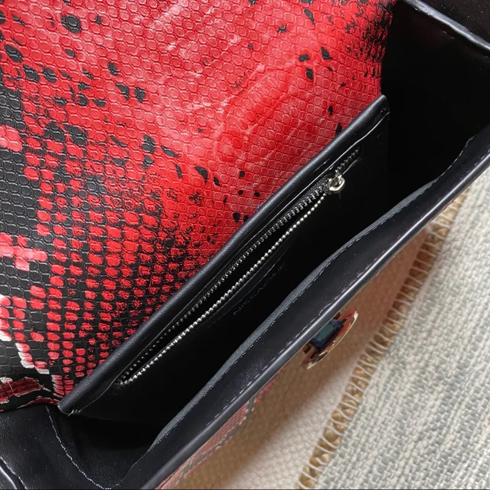 Nissa One Red Black Snake Print Crossbody Bag - Image 8
