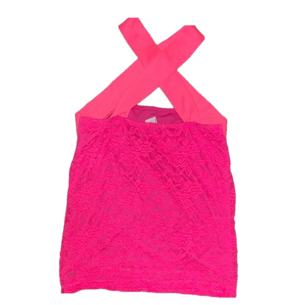 Bibi Lace Tank Top Women Small Pink Halter CutOut Criss Cross Festival Y2K Boho - Image 5