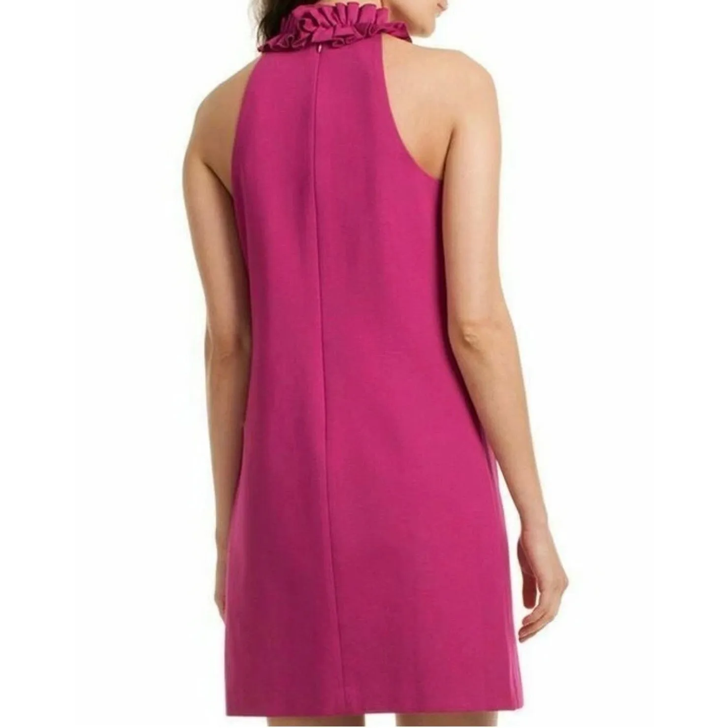 Trina Turk Dobbie Ruffled Halter Neck Cocktail Dress Magenta Pink Size 10 NWT - Image 3