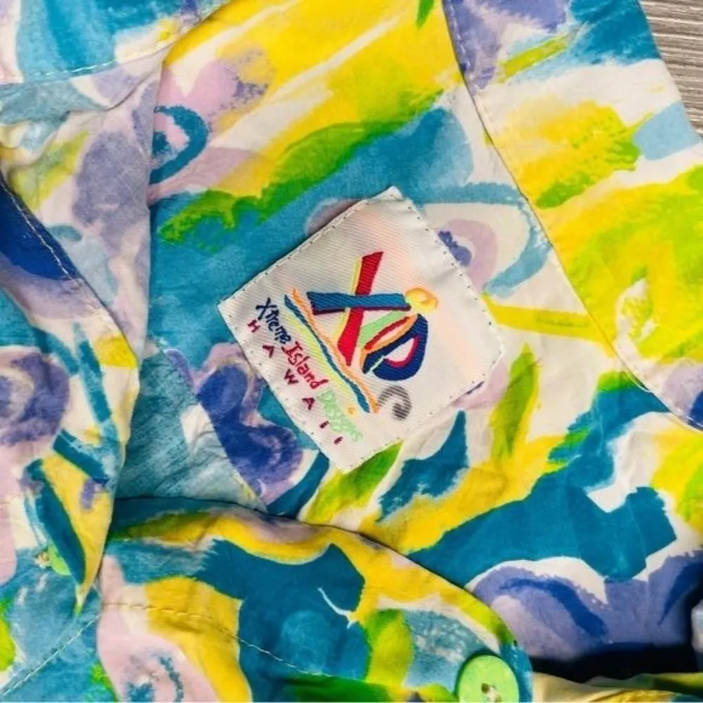 vintage Xtreme island designs Hawaiian shirt floral tropical button up blouse me Pink Size M - Image 3