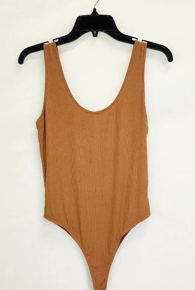 Mittoshop Ribbed Camel Scoop Neck Bodysuit - Image 4
