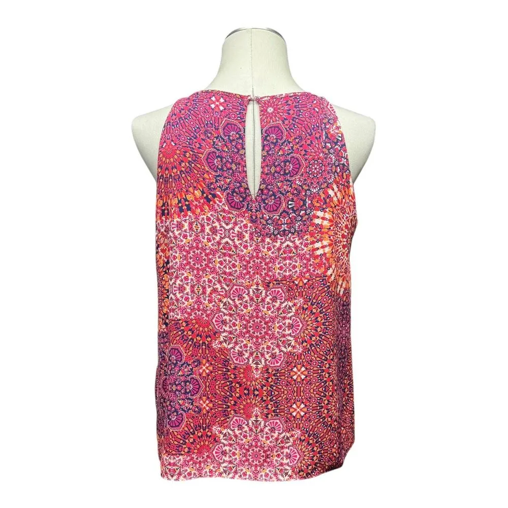 Adrienne Vittadini Sleeveless Top Pink Orange Blue Large - Image 4