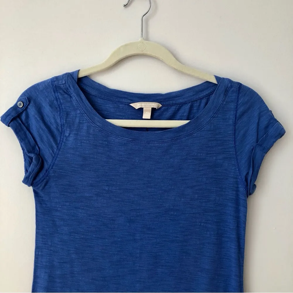 Banana Republic T-Shirt Cotton Cap Sleeves Pullover Blue Dress Women’s Size XS - Image 3