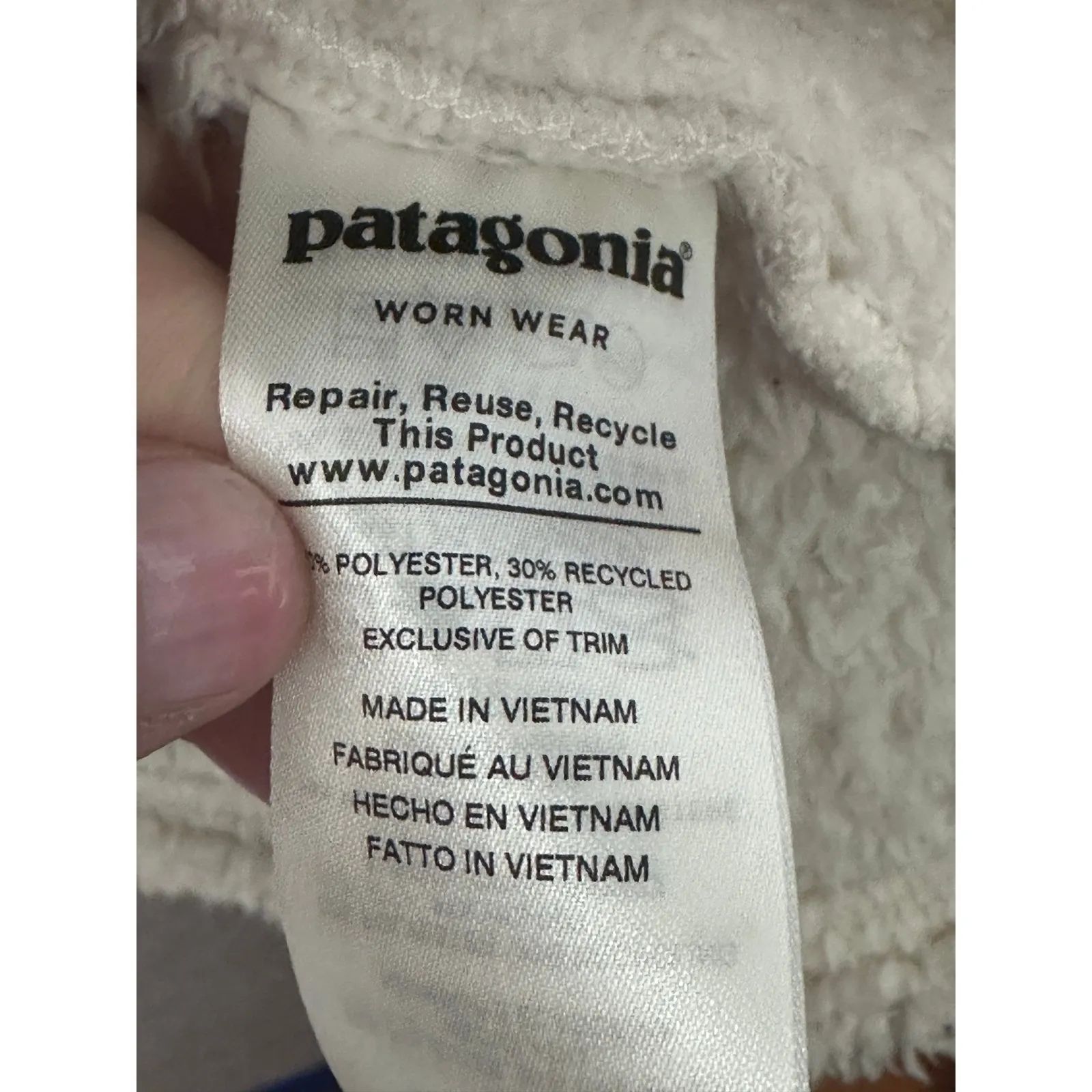 Patagonia Women's Los‎ Gatos 1/4 Zip Fleece Pullover Ivory Cream Size Large Fall - Image 3