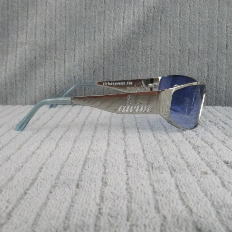 New Divine Eyewear Flirt Chrome/Blue Gradient Sunglasses Women's NWT Silver - Image 5